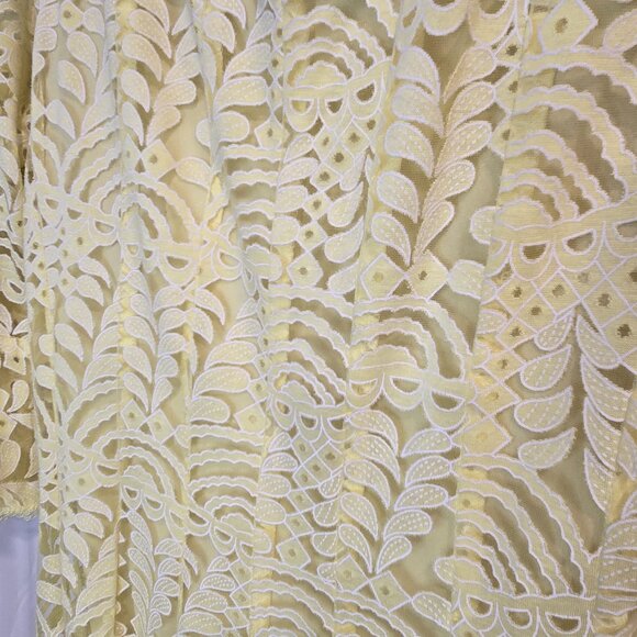 Rabbit Design 3/4 Bell Sleeve Abstract Lace Fit & Flare Dress 10 Yellow - Picture 6 of 8